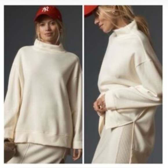 Anthropologie Sweaters - Anthropologie Maeve Cream funnel neck sweater size Small